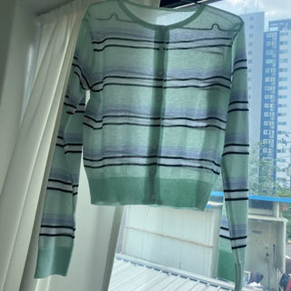 Letter Stripe Sheer Summer Cardigan