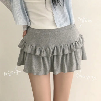 Lovely Mood, Ballet Core Low-Rise Frill Tiered Mini Skirt