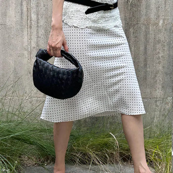 SILKY flare polka dot skirt