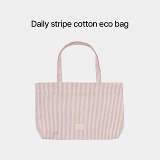 Resti Stripe Patch Eco Bag Striped Color Block Striped Cotton Shoulder Bag