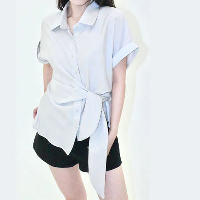 Roll-up Tie Blouse