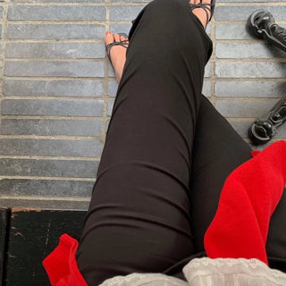 Take-Spandex Slit Crooked Capri Pants