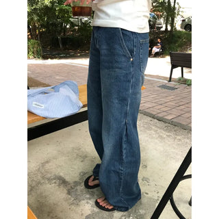 Pintuck denim pants