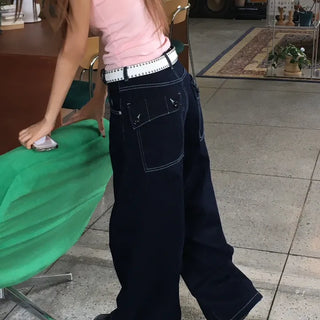 On & Sprite Back Pocket Denim Wide Pants