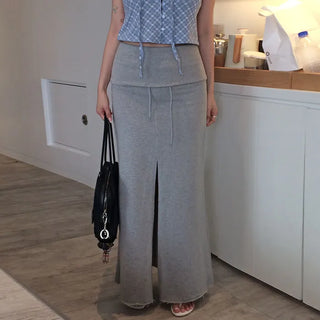 Dupin folding low long skirt