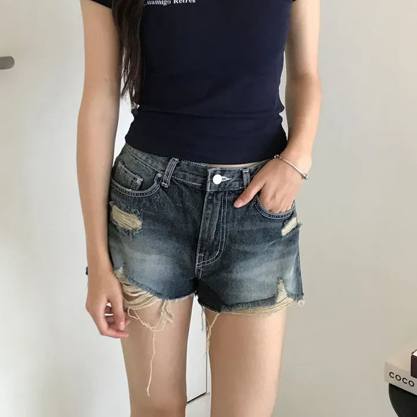 Veil denim shorts