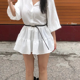 Pipen Ribbon Tiered Frill Summer Mini Dress