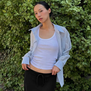 See-through striped summer loose-fit shirt