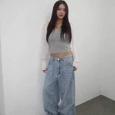 Summer Basic Strap Denim Pants