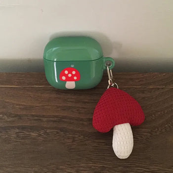 Red Mushroom Keyring Set Hard AirPods Case
