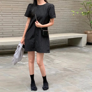 Mond Rustling Anorak Puff Short Sleeve Mini Dress