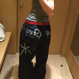 carryover embroidered denim pants