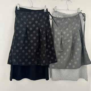 Lena Elastic Dot Pleated Wrap Midi Skirt