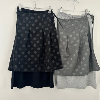 Lena Elastic Dot Pleated Wrap Midi Skirt