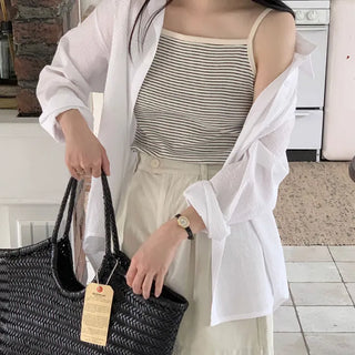 Plain or Striped Sleeveless Top  Cotton Sleeveless Inner Sleeveless Strap Sleeveless