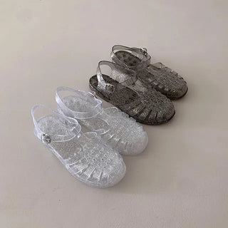 ◈Jelly◈◈Jelly Shoes Transparent Glitter Sandals Aqua Waterproof Waterbomb Bikini Vacation Rainy Season Summer Shoes