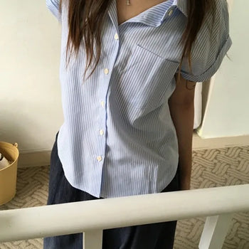Poem Striped Roll-up Shirt