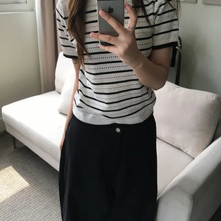 Poi Striped Short Sleeve Knit