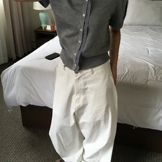 Snap Wide Cotton Slacks