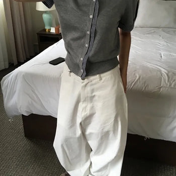 Snap Wide Cotton Slacks