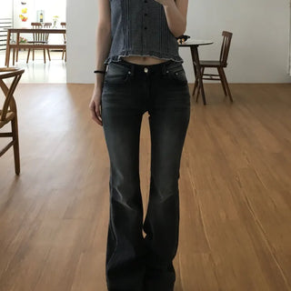 Black Low-Rise Bootcut Denim Pants (one color)