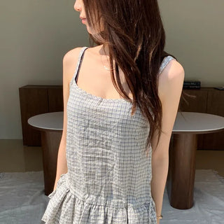 Eira Check Bustier Sleeveless Blouse