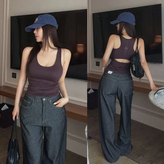Faken Back Slit Mango Sleeveless [Built-in Cup]