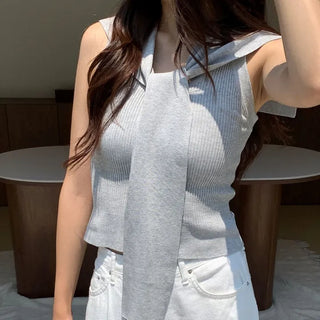 Soft preppy shawl knit top