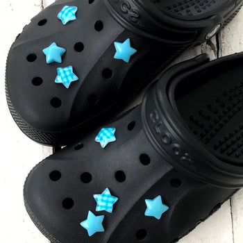 (6 colors/ 8 pieces) Check Star Schwitz Set Star Slipper Parts Charm Shoe Decorating Set