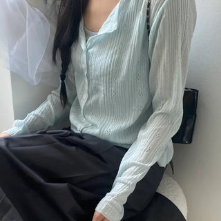 Rain Punched Long Sleeve See-through Summer Cardigan