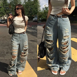 Choipe Damage Denim Wide Pants