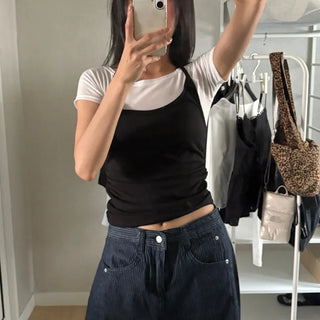 Daily Slim Fit T-shirt & Halter Neck Sleeveless Set