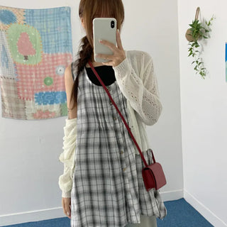 Robin asymmetrical plaid sleeveless top
