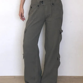 Essential Cargo Button Straight Fit Long Pants