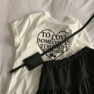 Mune Heart Print Lettering Short Sleeve T-shirt