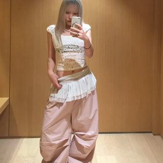 Strap Cotton Jogger Pants