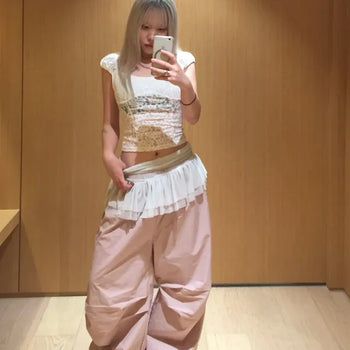 Strap Cotton Jogger Pants