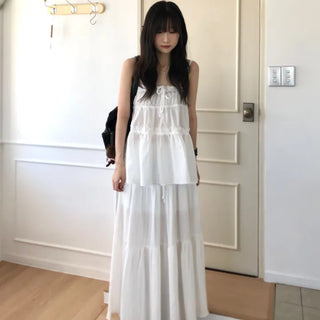 Plain Tiered Long Skirt (2 colors)