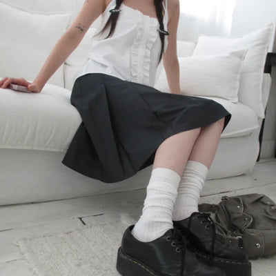 Waist-layered pleated skirt (2 colors)