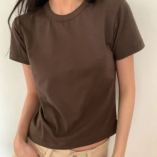 Acorn Spandex Basic Round Short Sleeve T-shirt