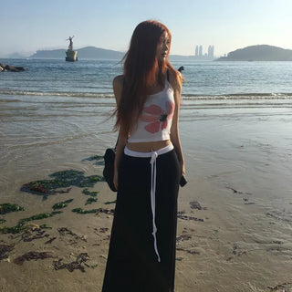 Barbie Low-Rise Contrast String Maxi Long Skirt