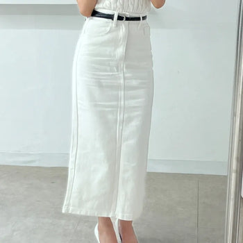New Basic All-Season Back Slit Long Skirt