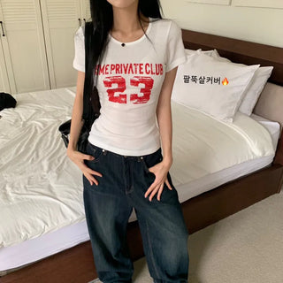 [Cinched Waist] Glam Slim Fit Printed Short Sleeve T-shirt