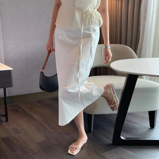 Mayville Summer Rustling H-Line Back Slit Long Skirt