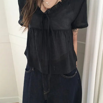 See-through chiffon blouse
