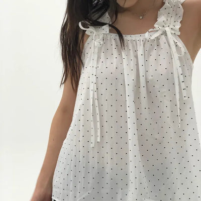 Dot String Sleeveless Blouse