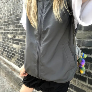 Unisex Layered Nylon Hooded Vest