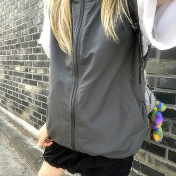 Unisex Layered Nylon Hooded Vest