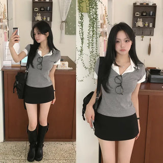 Delicate Slim Fit, Shirt Layered V-Neck Delicate Fit Short Sleeve T-shirt