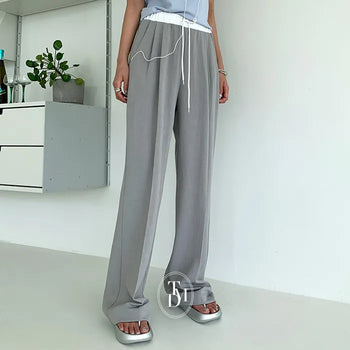 Simone Linen-like Elastic Waist Slacks